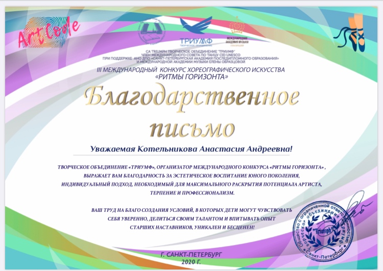 Благодарность А.Котельниковой Благодарность А.Котельниковой